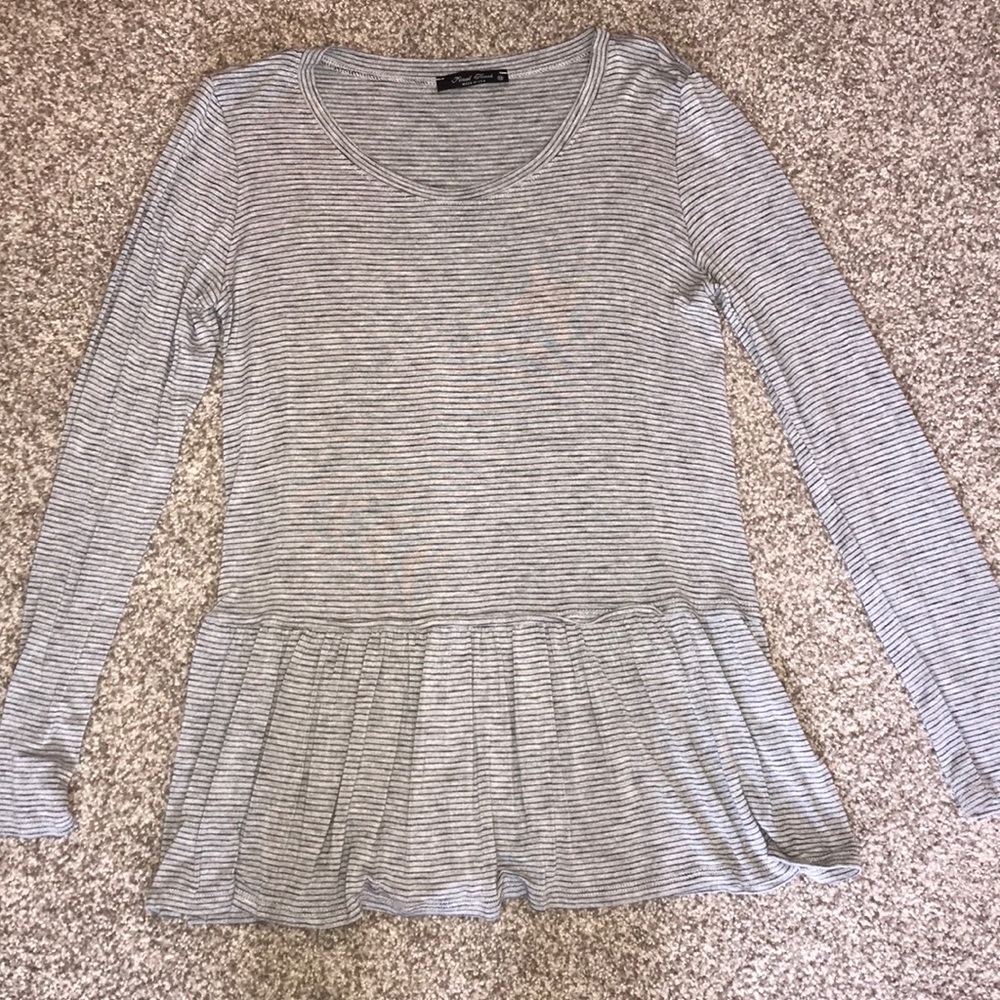 Final Touch Gray long sleeve w/ black stripes